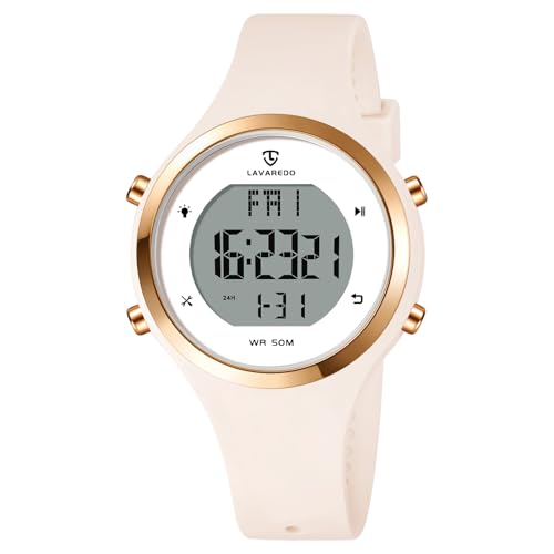 BEN NEVIS Watches for Women, Digital Sport Waterproof Chronograph Stopwatch - color: 08-OffWhite