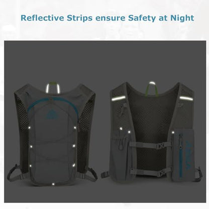 YAPJEB Lightweight Hydration Pack Backpack Vest, Optional 1.5L 2L BPA Free Water Bladder - Leakproof Breathable for Men Women Running Hiking Cycling Marathon - color: 02 Dark Blue(with 1.5L Water Bladder)