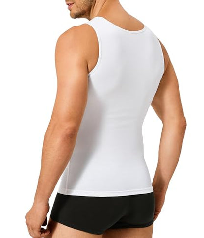TAILONG Compression Shirt Men Shapewear Slimming Body Shaper Vest Compression Tank Top Undershirt - color: White, size: XX-Large