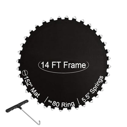 Ketofa 12FT 14FT 15FT Trampoline Mat Replacement, Fits 5.5" Springs 72 80 V-Hooks Round Trampoline Frame,Premium Trampoline Jumping Mat (Excluding Frame and Spring) - size: ‎14FT|152" Wide|80 V-Rings | Fits 5.5" Springs