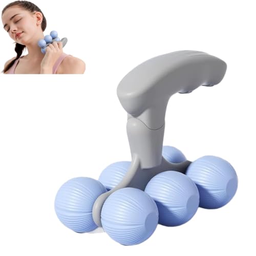 6-Wheel Handheld Massage Roller for Muscle Pain Relief (Blue) - color: Blue