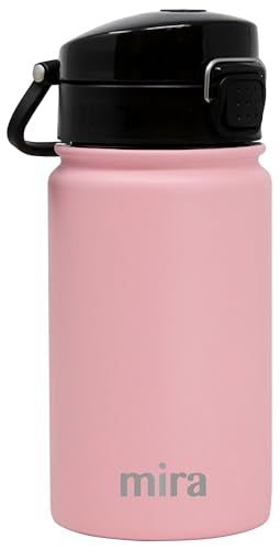 MIRA 12 oz Water Bottle with Spout Lid – Small Portable Vacuum Insulated Stainless Steel Thermo Flask for Travel, Hiking, Gym - Rose Pink - color: Rose Pink