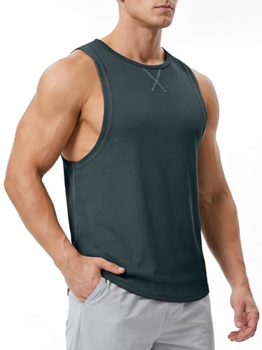 Men's Sleeveless Workout Tank Top Quick Dry Gym Muscle Bodybuilding Vest Breathable Lightweight Summer Athletic Tops - color: Grey, size: Medium