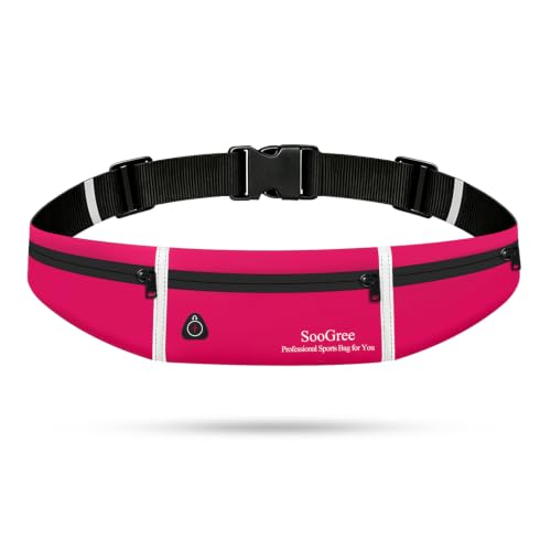 SooGree Slim Running Belt Sport Fanny Pack for Women Men,Outdoor Reflective Waist Pack Runner Pouch Belt, Zipper Waterproof Running Phone Holder Jogging Pouch for Phone Money Belt Waist Bag (Pink) - color: Pink