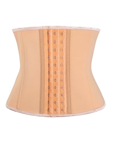 Short Torso Waist Trainer for Women Faja Body Shaper - color: Beige（9inch 9steel Bones-hook&eye）, size: 3X-Small