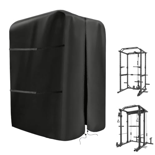 47"-110"W Squat Rack Cover with Waterproof Zipper for Gym Equipment - size: 64"W x 68"D x 82.5"H