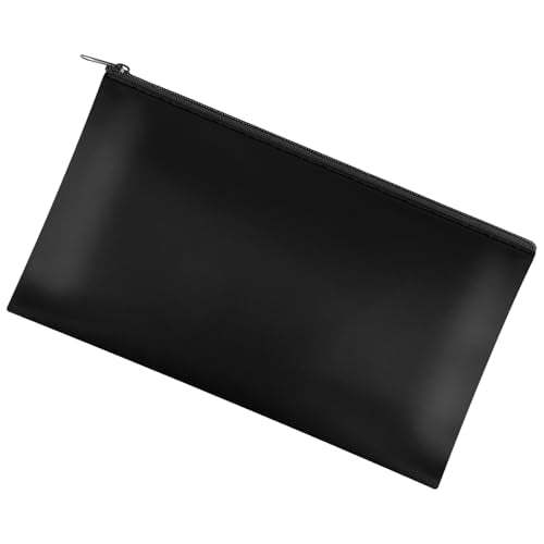 1 Pack Money Bag with Zipper, 11x6.1 inch Multi-purpose Cash Pouch, Bank Bag, Cash Bag, Check Wallet, Cosmetic Organizer (Black) - color: Black, size: 1 Piece