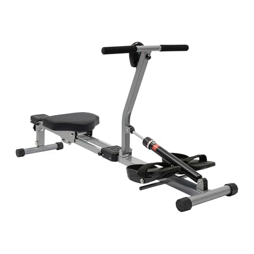 Rowing Machine, Hydraulic Rower Machine for Home, Foldable Rowing Exercise Equipment with LED Meter, 12 Levels of Resistance, Height Adjustable, 264.55 lbs Weight Capacity for Home Gym Use