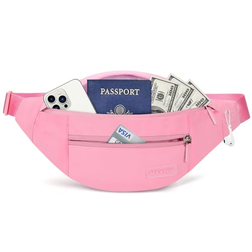 MAXTOP Large Pink Fanny Pack for Women Trendy Cross body Bag with Key Chain - color: Barbie Pink