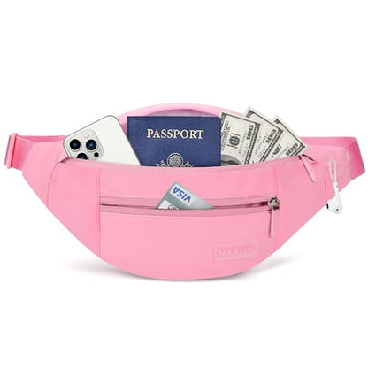 MAXTOP Large Pink Fanny Pack for Women Trendy Cross body Bag with Key Chain - color: Barbie Pink