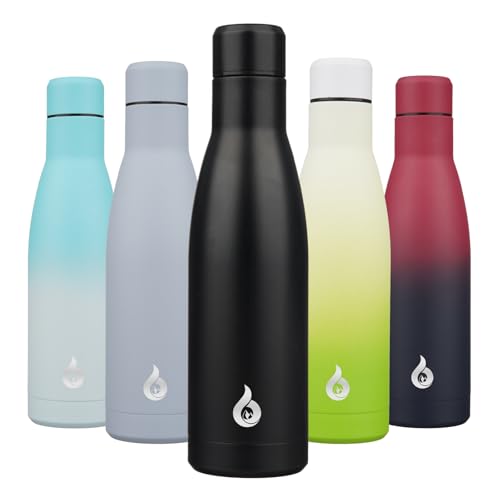 BJPKPK 17 oz Insulated Thermal Metal Water Bottle, Stainless Steel Flask - color: Midnight Black, size: 17 Ounces