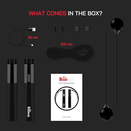 Smart Jump Rope with Bluetooth App & Counter, Black