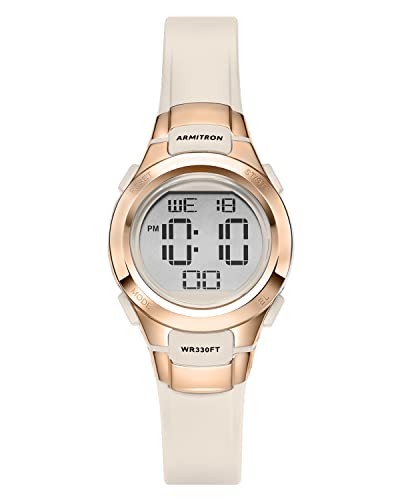Armitron Sport Women's Digital Chronograph Resin Strap Watch, 45/7012 - color: Blush Pink/Rose Gold