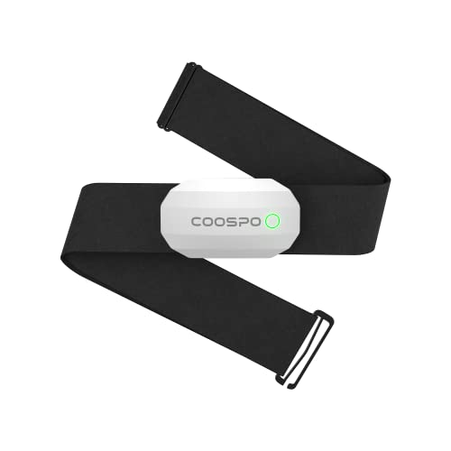 COOSPO Bluetooth Heart Rate Monitor Chest Strap H808S, ANT+ BLE HR Monitor Chest, HRM IP67 Waterproof, 300H Battery Life - color: White