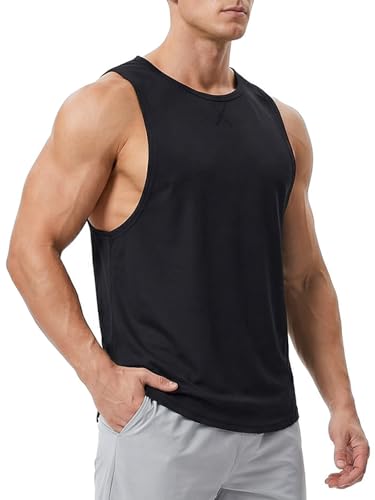 Men's Sleeveless Workout Tank Top Quick Dry Gym Muscle Bodybuilding Vest Breathable Lightweight Summer Athletic Tops - color: Black, size: Medium