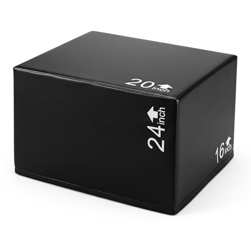 Goplus 3 in 1 Foam Plyometric Jump Box, High Density Foam Plyo Box w/Non-Slip & Easy-to-Clean PU Cover for Home Gym Fitness Training HIIT Exercise, No Assembly - size: 24'' x 20'' x 16''