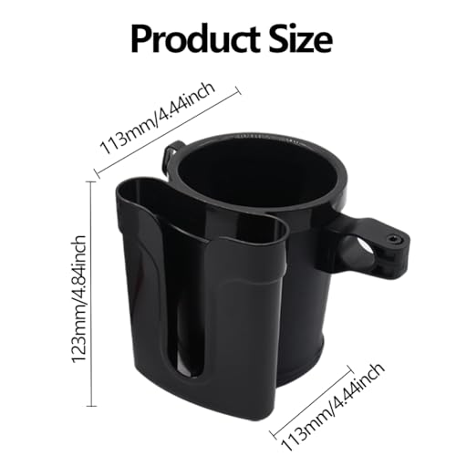Bike Cup Holder & Phone Mount, 3-in-1 Waterproof Handlebar Drink Holder with Phone Mount ＆Cell Phon e Keys for E-Bike, Scooter, Stroller, Wheelchair (Black) - color: black