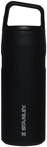 Stanley IceFlow Cap and Carry Water Bottle | Wide Mouth Twist Lid | Lightweight & Leakproof for Travel & Sports | Insulated Stainless Steel | BPA-Free - color: Black Glimmer, style: 16 Oz