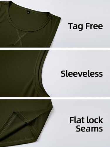 Men's Sleeveless Workout Tank Top Quick Dry Gym Muscle Bodybuilding Vest Breathable Lightweight Summer Athletic Tops - color: Green, size: X-Large