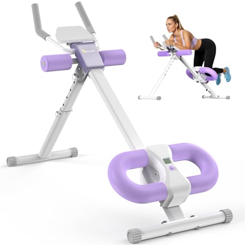 MR. CAPTAIN Ab Machine, Adjustable Ab Trainer Machine for Abs Workout at Home Gym, Foldable, LCD Monitor, Device Holder, 400 LBS, Abdominal Trainer for Stomach Workout - style: Purple