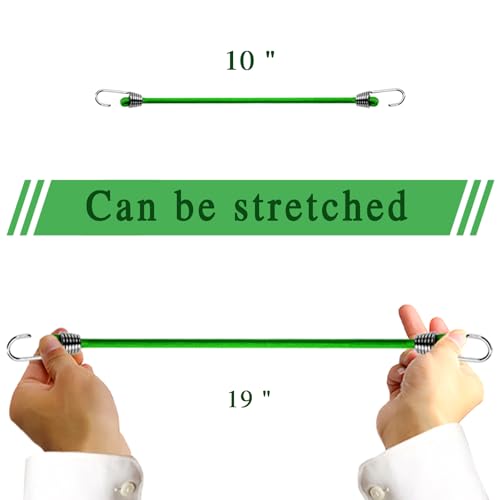 30 Pack Small Bungee Cords with Hooks, 10 Inch Bungee Cords with Hooks, Tents, Tarps, Bikes, RV,Luggage Roof Racks, Cargo, Green - size: 30pcs-10"
