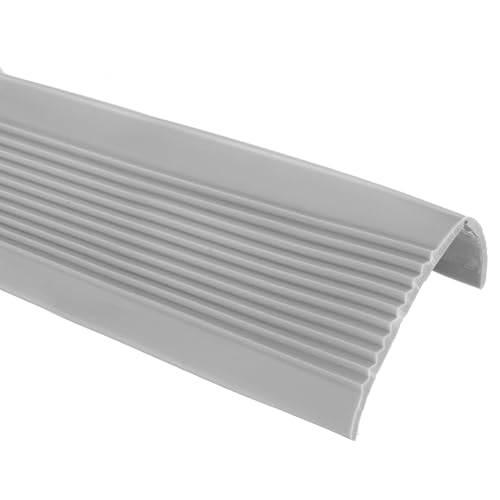 uxcell Stair Nosing, 3.3 ft (2 x 1 Inch) Vinyl Non-Slip Self-Adhesive Staircase Step Edge Protector Waterproof Stair Treads Trim for Outdoor Indoor Floors, Gray - color: Gray, size: 3.3 ft, 2x1 inch