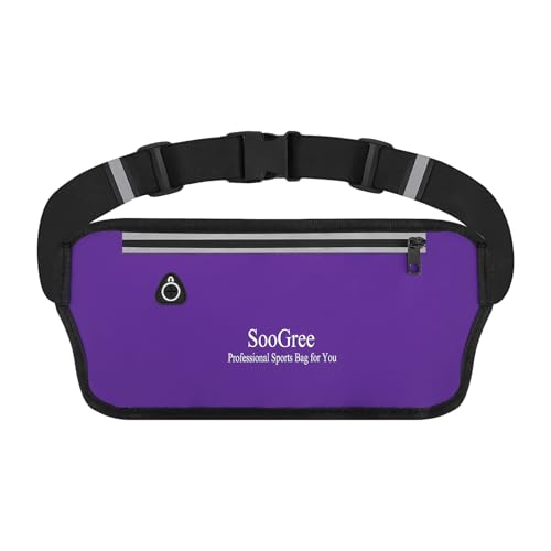 SooGree Running Belt Fanny Pack for Women Men Waterproof Waist Pack Runners Bag Slim Money belt Phone Holder for Sports Hiking Traveling Adjustable Strap Workout Pouch Lightweight Walking Jogging - color: Purple, style: 1188