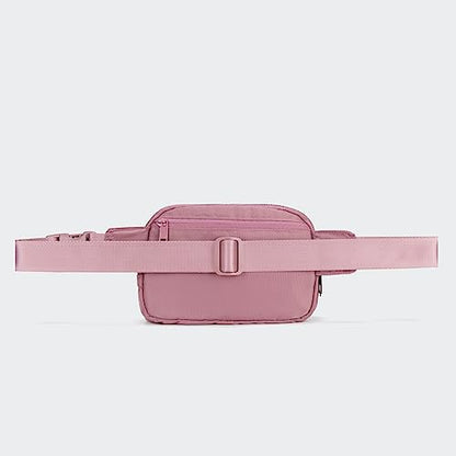 Pander Nylon Fanny Pack Belt Bag for Women with 5 Zipper Pockets - color: Dune Pink