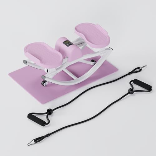 The Rock Stepper - Side to Side Rocking Stepper Machine for Home Workouts - Low Impact Indoor Cardio Leg Glute and Core Training - Quiet Compact Step Rocker Exercise Equipment - color: Pink
