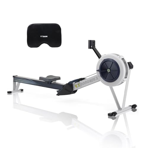 Concept2 RowErg Indoor Rowing Machine - PM5 Monitor, Device Holder, Adjustable Air Resistance, Easy Storage with FitXion Seat Cushion - color: Gray