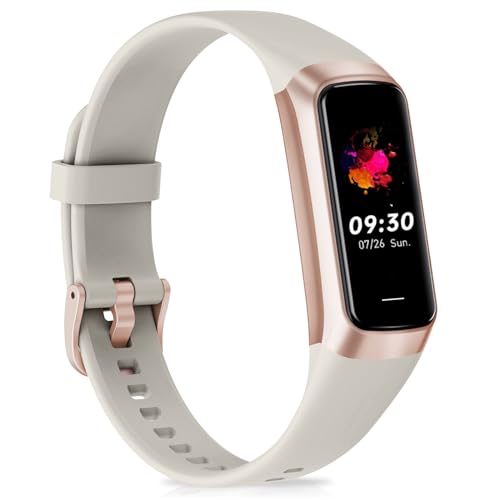 Fitness Tracker, Activity Trackers with 24/7 Heart Rate Blood Pressure Sleep Monitor, 1.10" AMOLED Touch Screen Step Counter, Waterproof Smart Watches Pedometer for Women Men - color: cream-coloured
