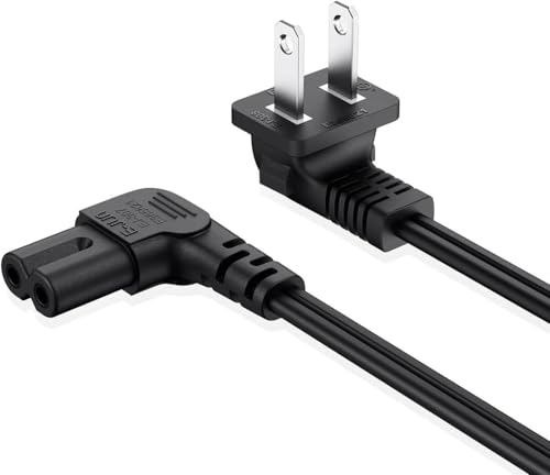 6FT Long 2 Prong AC Elliptical Power Cord for YOSUDA, GUGTTR, WESTIONC, ANCHEER Under Desk Elliptical Machines Power Cord Cable, 90 Degree Angled 18AWG 2-Prong to L-Shaped C7 Power Cable - size: 6FT, style: L-shaped power cord
