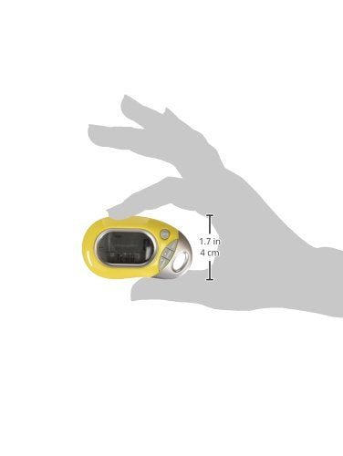 PE771 Walking 3D Pedometer with Clip and Strap | 7 Day Memory, Accurate Step Counter, Walking Distance Miles/Km, Calorie Counter, Target Goal, Active Time - color: Yellow with Holster/Belt Clip