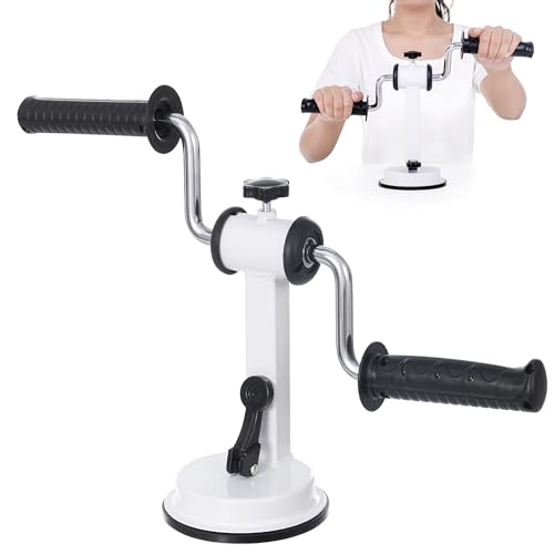 Arm Bike for Physical Therapy | Portable Rehabilitation Exerciser for Arm and Shoulder Workout, Home Fitness Equipment for Seniors with Strong Suction - color: White