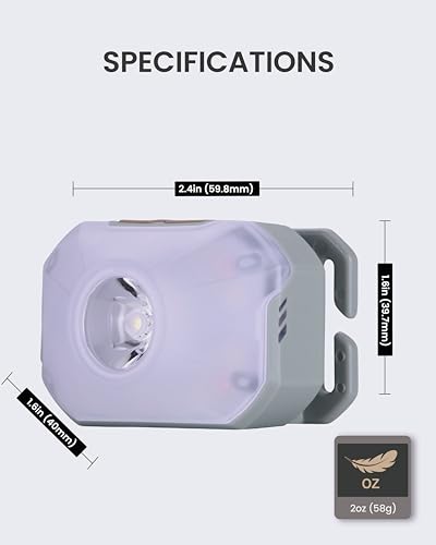 Claymore HEADY2 Mint Gray - Ultra-Lightweight LED Headlamp, 350LM Super Bright Headlight with Rechargeable Battery, Compact Waterproof Headband Flahlight for Camping, Hiking, Trail Running - color: Heady2 (Mint Gray)