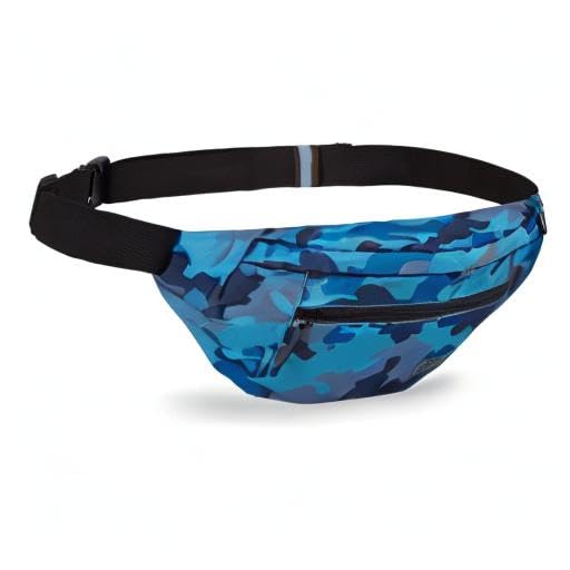 MAXTOP Camo Blue Fanny Pack for Men Cross Body Bag Carrying All Phones - color: Camo Blue