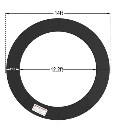 LANGXUN Universal Trampoline Repalcement Safety Pad, 8ft 10ft 12ft 14ft 15ft 16ft Waterproof Surround Spring Foam Cover for Round Frame - color: Black, size: 14ft