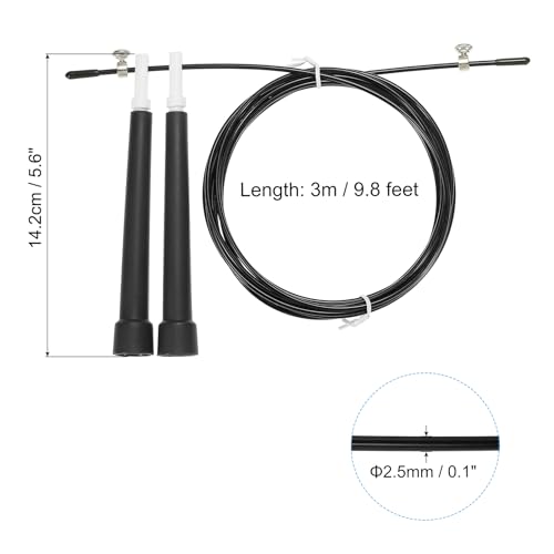 PATIKIL Speed Jump Rope, Adjustable Speed Skipping Rope Tangle-Free Fast Jump Rope with Storage Bag and Spare Parts - color: Black