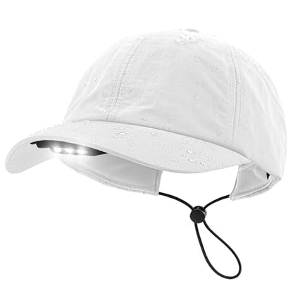 Hands Free Rechargeable LED Baseball Cap with Light Built-in Unisex Sport Waterproof Hat for Men Dad Husband Outdoor - color: White