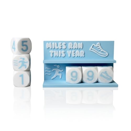 Desk Running Mileage Tracker for Recording Mileage Running Pedometer & Goal Setter, Fitness Motivation Display for Runners, Marathon Training Gift - style: Blue Girls