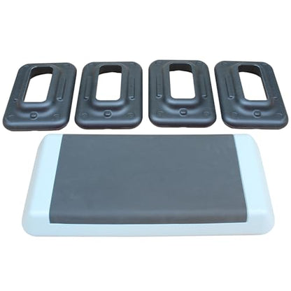 Adjustable Workout Aerobic Stepper in Fitness & Exercise Step Platform Trainer Gray Black with 4 Riser
