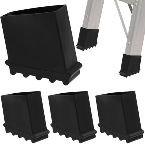 Cabilock 4 Pcs Ladder Feet Covers, Nonslip Rubber Foot Pads for 1.97 x 1.97 x 0.98 in Standard Step & Extension Ladder Feets, Anti-Skid Cushion Protector Replacement Accessories, Black - color: 1.black