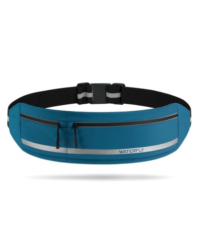 WATERFLY Running Belt Fanny Pack No-Bounce Large Phone Holder for Men Women - color: Blue, size: Large