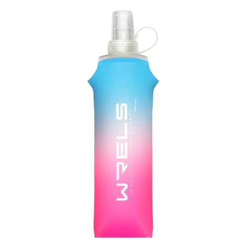 WRELS Soft Flasks TPU Soft Water Bottles Folding Soft Running Water Flask Small for Outdoor Sports Hiking Hydration Pack 8oz/17oz Hiking Cycling Climbing - color: Blue-500ml