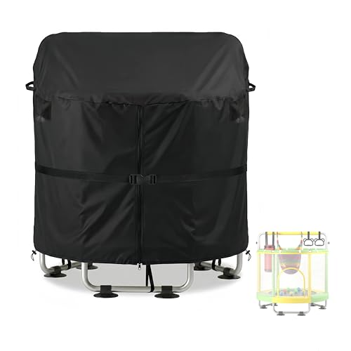 55" Trampoline Cover, Round Waterproof Outdoor Trampoline Cover for Kids, Windproof Weather Protection, Anti-Pooling, UV Resistant 420D Oxford