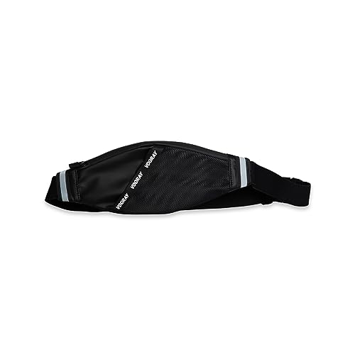 Vooray Miles Waist Belt Bag - Reflective Running Fanny Pack, Compact Waist Bag - color: Matte Black