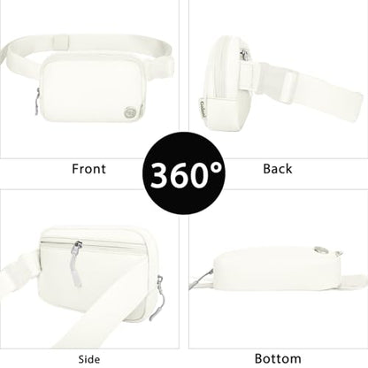 Goloni Women Waterproof Crossbody Fanny Pack Adjustable 1.1L Waist Belt Bag - color: White