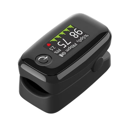 Pulse Oximeter Fingertip, Black, Blood Oxygen Saturation Monitor with TFT Display, SpO2 and Heart Rate Measurement Device