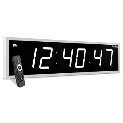 Ivation Oversized Digital Wall Clock with Large LED Display & Timer, 60" - color: White, size: 60" Inch