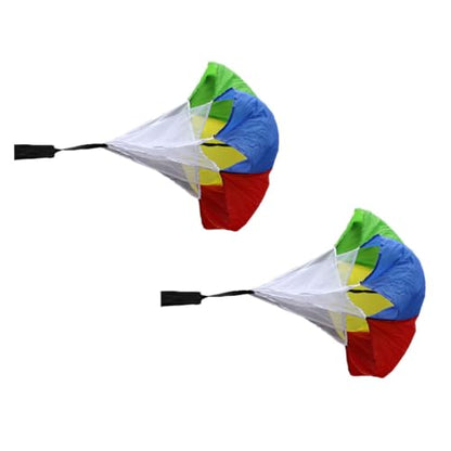 Kids Speed Training Resistance Parachute, Running Drag Chute for Youth Athletes Track Field Sprint Football Soccer Train Workout Equipment, Variable Resistance at Different Speeds - color: Red#2Pcs